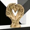 Doppelpferdekopf Figur Liebesherz Pferdekopf Statue Harz Tierskulptur Valentinstag Heim Büro Schreibtisch Dekoration Ornament