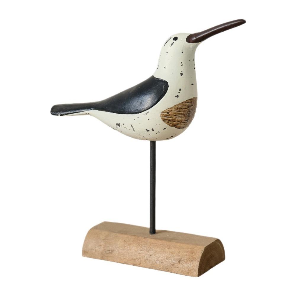 Creative Long-tailed Bird Statue Handcrafted Sea Bird Statue Bird Sculpture  Indoor Decoration Wood