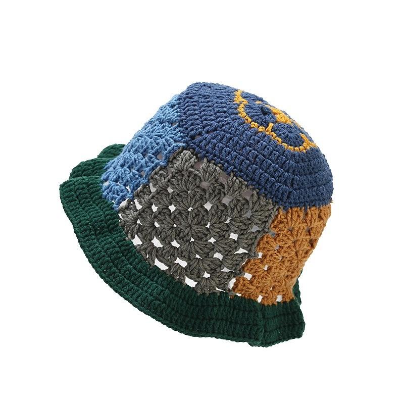 Hand-Crochet Hollow Floral Bucket Hat - Artistic Knit Vacation Hat for Women Breathable & Bohemian Style Crochet Cap