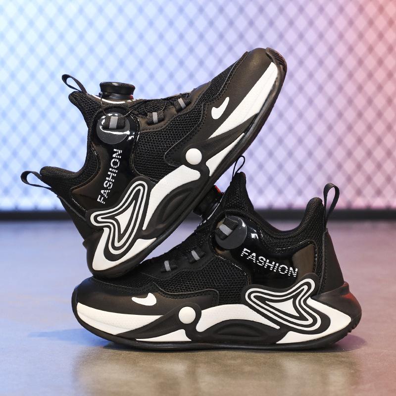 Children's sports shoes Double net breathable middle and older children's casual basketball shoes Boys and girls students competition training shoes 2