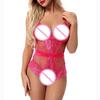 Women's Lace Mesh Bodysuit Lingerie One Piece Sheer Floral Pattern Teddy Adjustable Straps Stretch Fabric Intimate Apparel