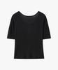 SUARE WOMEN Wool Waffle Two-Way Half Sleeve Black