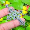 Cross- Milky Opal Gemstone Handmade 925 Sterling Silver Gift Pendant 2.68" w7E55