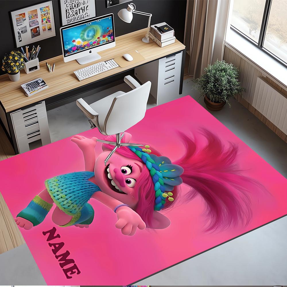 Custom Name Trolls Printed Carpet,Rug for Office Chair Living Room Bedroom Kitchen Room Decor Gifts.