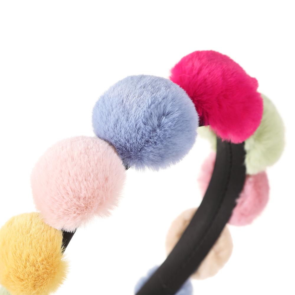 Molans Solid Color Multicolor Plush Ball Headband For Women Winter Wide Warm Hair Bands Hair Hoop Hair Accessories
