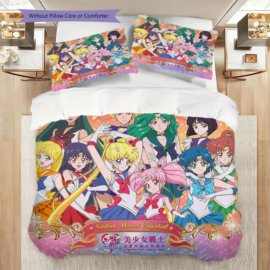 Cute cartoon theme Sailor Moon Tsukino Usagi cartoon comfortable home duvet cover and pillowcase (1 * duvet cover+2 * pillowcase, without core)A4