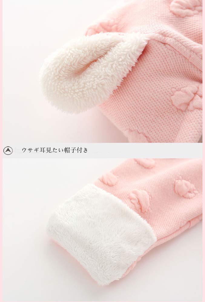 Haine Bebelus Body cu Mânecă Lungă Față Deschisă Nou-născut Picioare Bebelus Glugă Gros Toamnă Iarnă Vreme Rece Haine Salopetă Fetiță Cadou Roz Simplu 3M