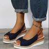 New Sandals Large Size Foreign Trade Hemp Rope Bow Wedge Casual Sandals Women's Shoes