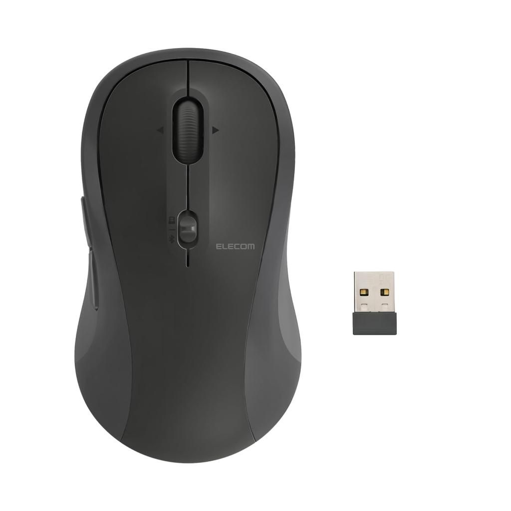 ELECOM OSMOD Seven 7 Wireless to 2 7 Tilt Black Mouse, Quiet, Bluetooth, 2.4GHz, Multi-Pairing (up Devices), Buttons, Wheel, Large, (M-MY40MBSBK-G)
