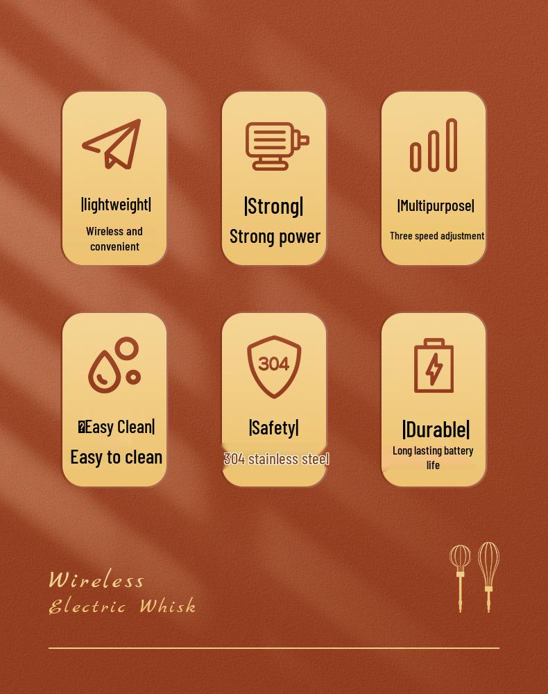 Wireless Handheld Whisk & Dough Mixer for Baking