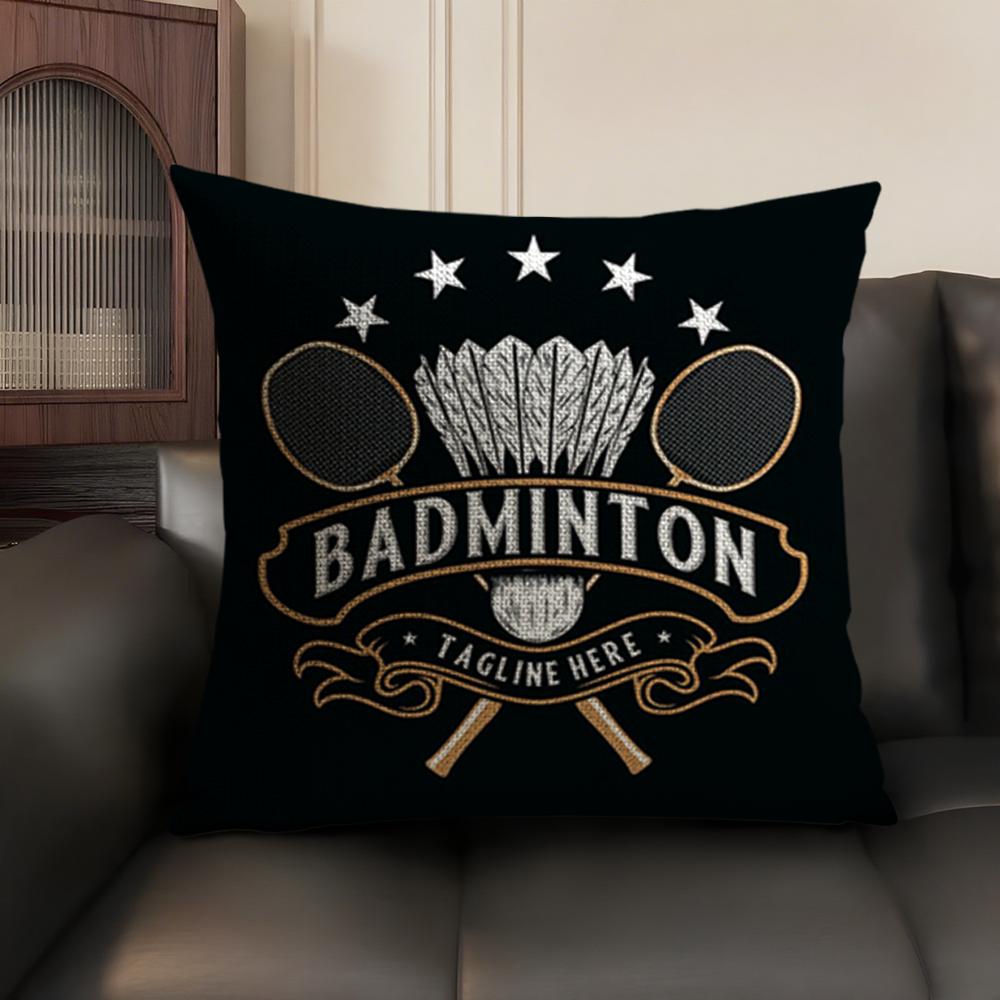 Badminton Sport Cushion Cover Natural Linen Organic Fabric DoubleSided Printing Sofa Home Decor Breathable Environmentally