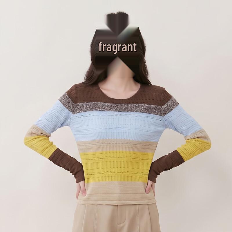 KOMPASU Women's Merino Wool Striped Knit Sweater