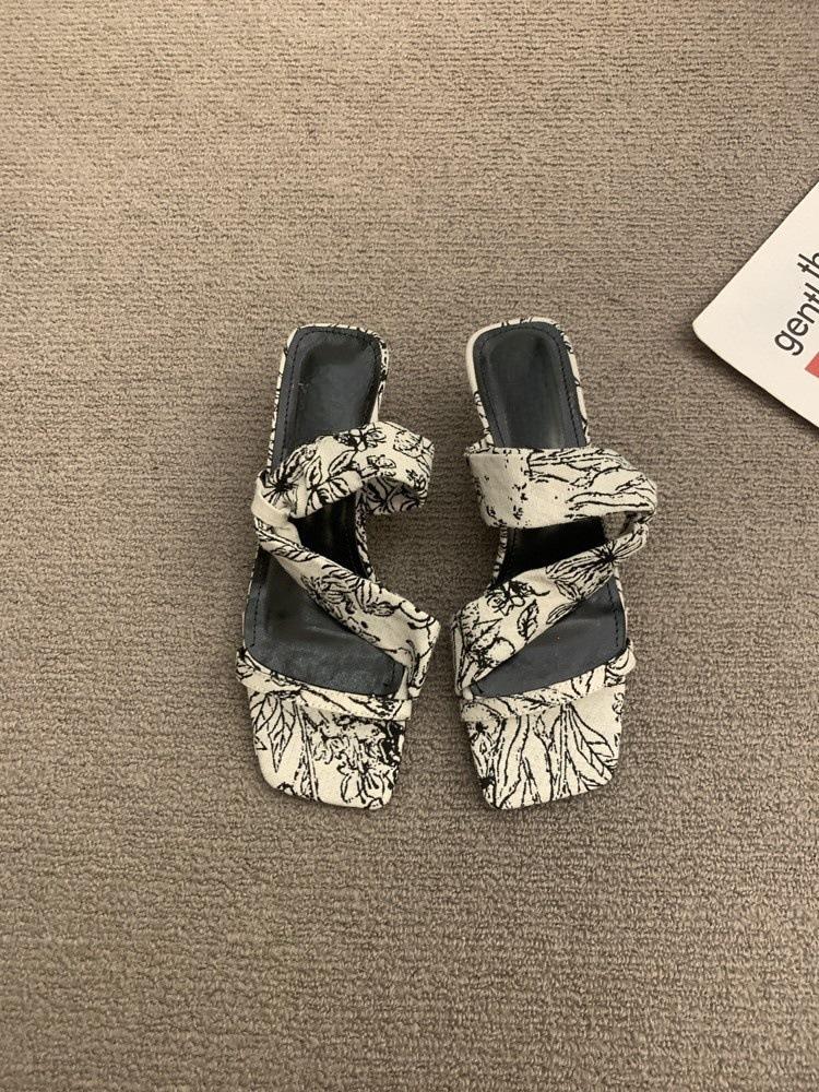 Wedge Sandals Niche Design Sense Word with High Heels Women's Summer New Silver Cool Slippers New Roman Shoes Women's Shoes
