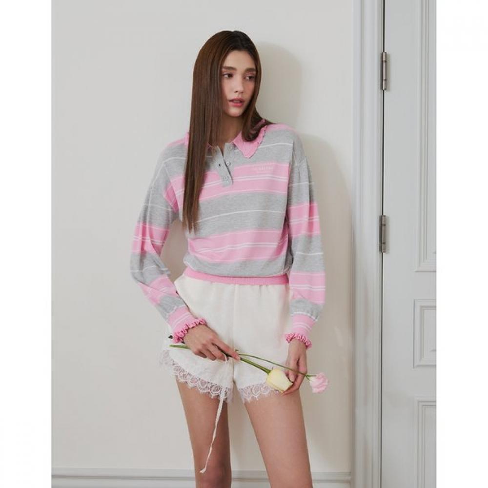 EGOIST Stripe Collar Knit Top  Es2okl02 