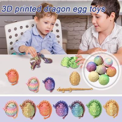 Tajemný drak s oblekem z vajec, 3D tištěný drak s vejcem, Plně kloubový flexibilní drak s vejci, 3D tištěná dárková hračka