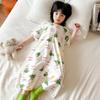 Lightweight Pure Cotton Short Sleeve Baby Sleeping Bag - Anti-kick, Breathable One-piece Pajamas & Crawling Romper for Home Wear