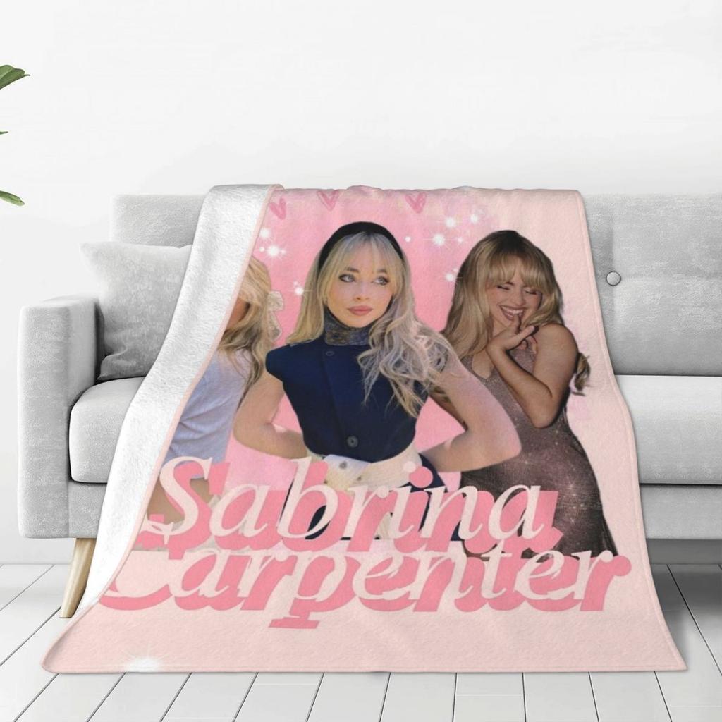 Custom Sofa Fleece S-Sabrina Carpenter Throw Blanket Warm Flannel Blankets For Bed Travel Sofa Bedspreads