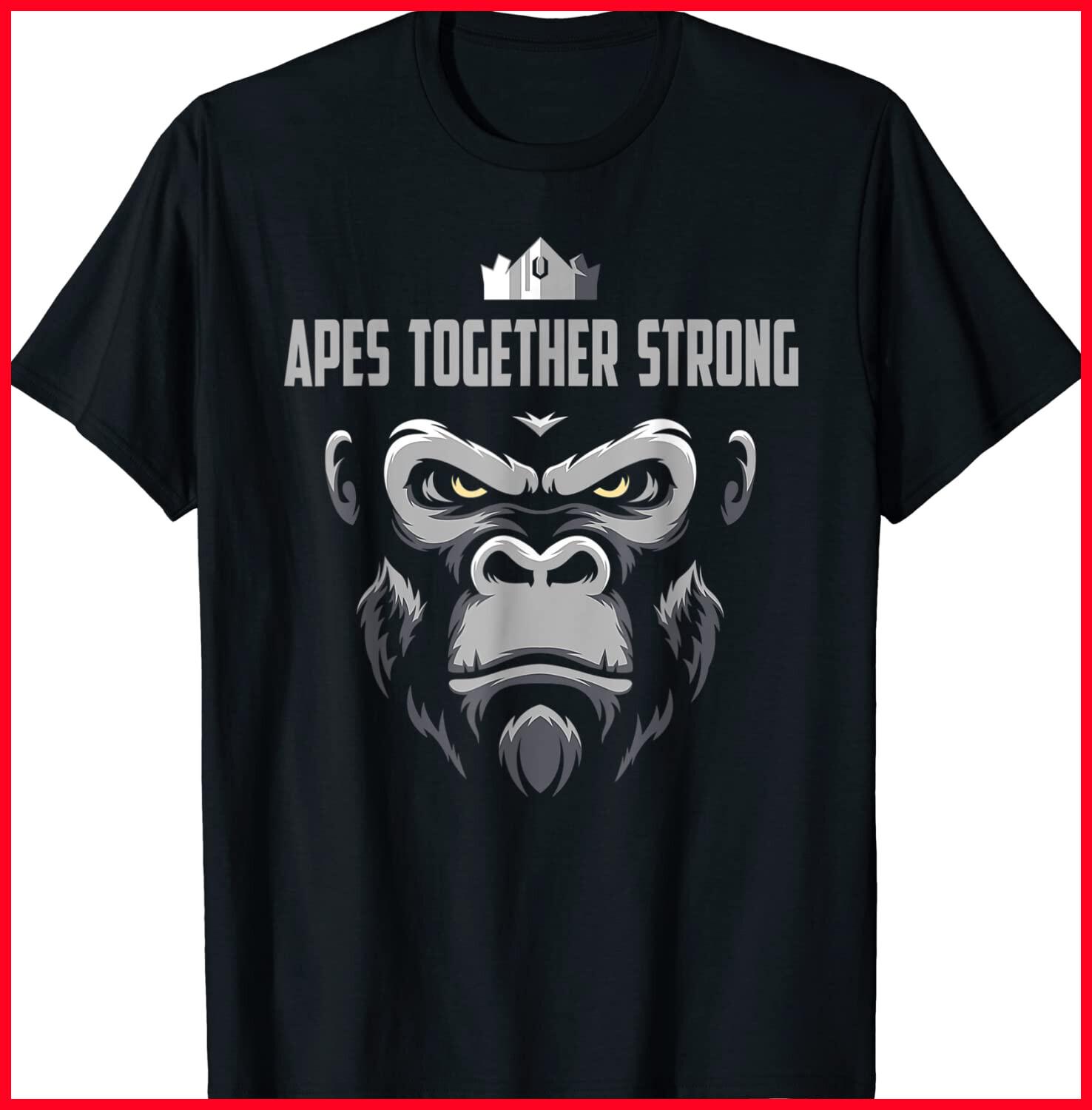 AMC GME Apes Together Strong King Ferocious Monkey Black T-Shirt S-5XL M