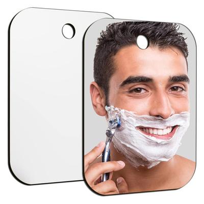 2-teiliger beschlagfreier Duschspiegel aus Acryl, tragbarer Reise-Antibeschlag-Rasierspiegel für Männer, bruchsicherer, rahmenloser Kosmetikspiegel zum Aufhängen an der Wand im Badezimmer