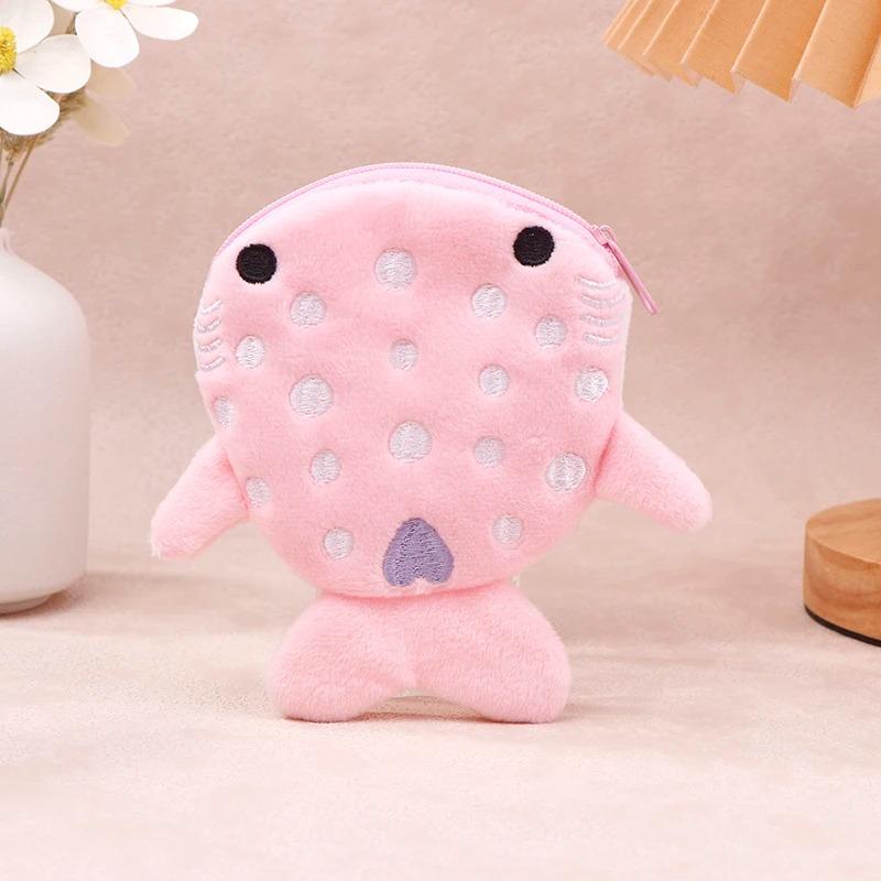 Cartoon Schattige Walvishaai Portemonnee Kawaii Portemonnee Draagbare Pluche Muntzakje Sleutel Oortelefoon Muntjes Organizer Portemonneetje Ritszakje Kinderen Cadeau roze