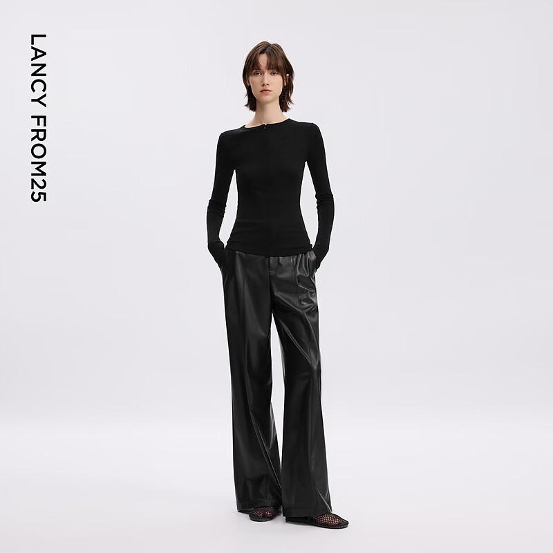 Langzi Women's Quarter-Zip Wool Long Sleeve Top