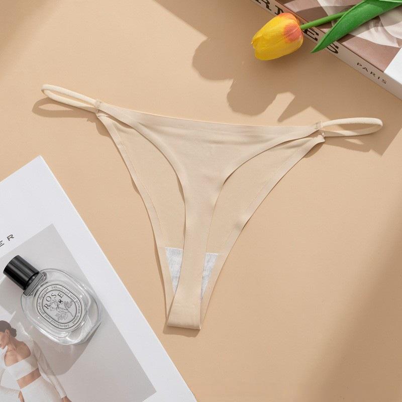 Seamless Ice Silk T-back Panties: Sexy, Thin Strap, Plus Size Women's Underwear
