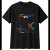 Psychedelic Macaw Portrait Bird Mens T-Shirt Black 100% Cotton Nature Printed