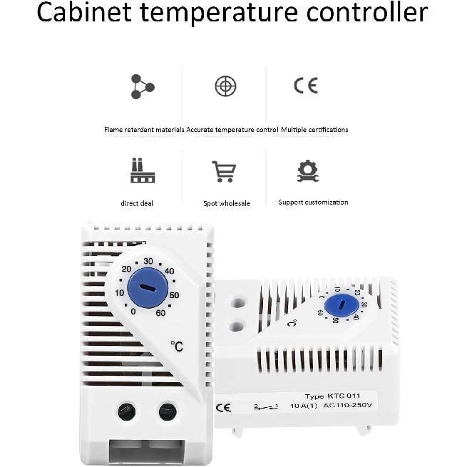 Mechanical Thermostat, KTS011 0-60°C Adjustable Compact Normally Open/Closed Temperature Controller Switch 1pc(KTS011)