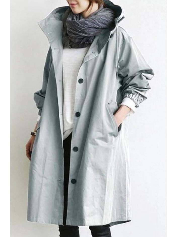 Dámská větrovka v britském stylu – středně dlouhý kabát se zavazováním v pase a dlouhým rukávem na podzim a zimu (2025)