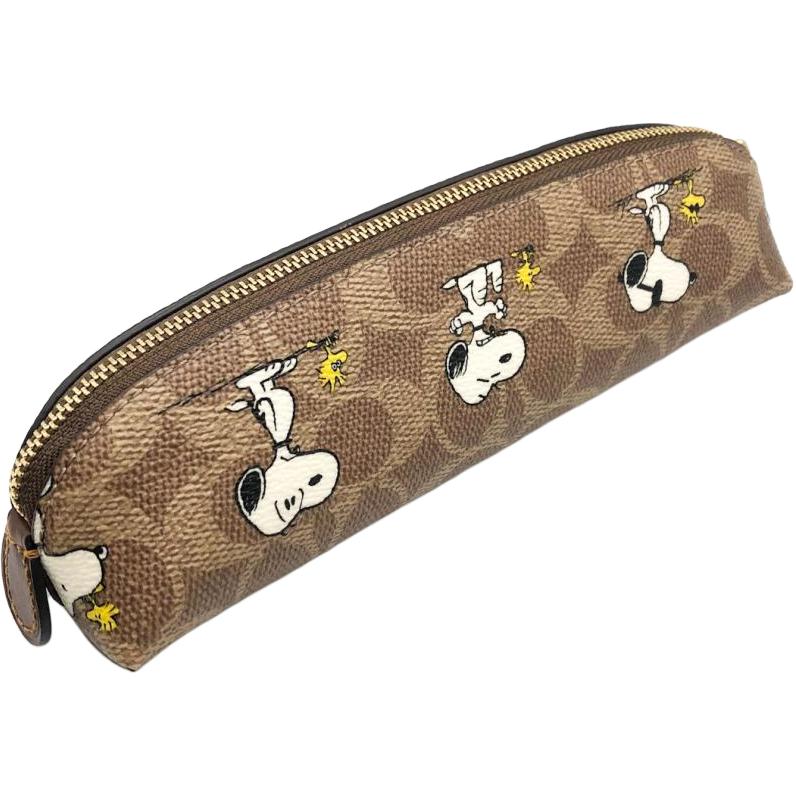 Coach X Peanuts Collaboration 20 Snoopy Print Color Block Design Signature Coated Canvas Travel Storage Bag Small Women bags Brown CBT17-IMY3O