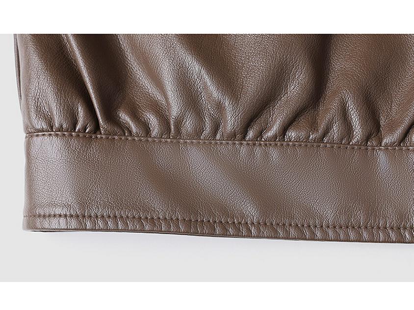 2025 Spring Women's Stylish Slim-Fit PU Leather Jacket - Fashionable Mom's Outerwear for 30s & 40s