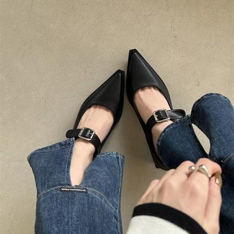 

Fashion Women s Pumps Slingback Shoes Gothic Chunky Heels Rivet Street Style Medium Heel Punk Vintage Casual Sandals Spring Summer 2024 42 чёрный