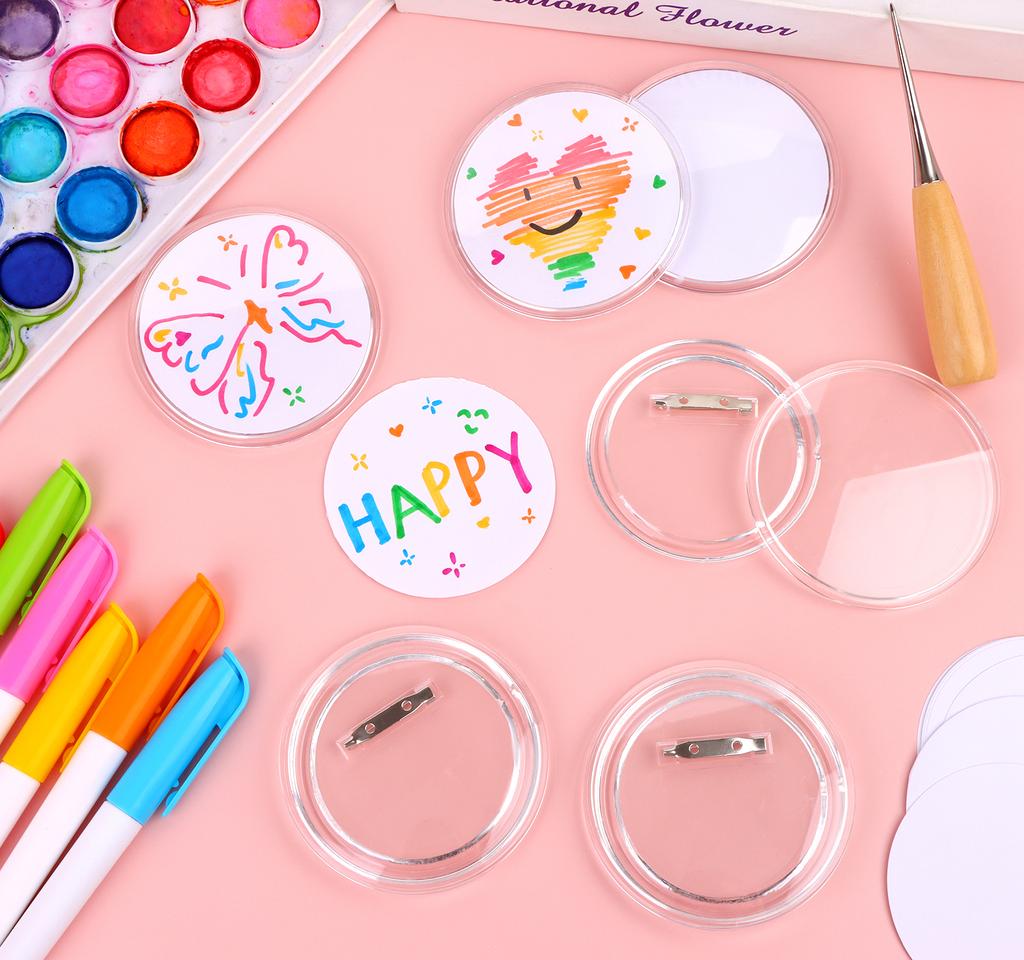 25 Packs Badge Making Kit 3Inch Make Your Own Badges Round Button Badge And 50 Pcs Paper And Awl For Kids Badge Blanks Button De