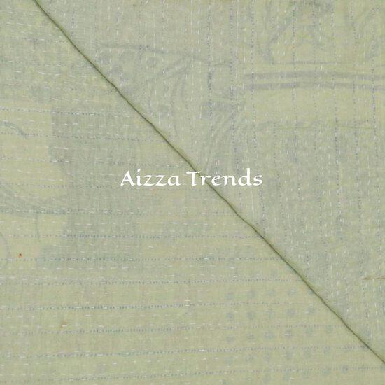 Aizza Trends Handgefertigte Patchwork- und Patola-Arbeit Kantha-Quilt aus reiner Baumwolle - Traditionelle indische Tagesdecke - Vintage Baumwollseide Sari-Quilt