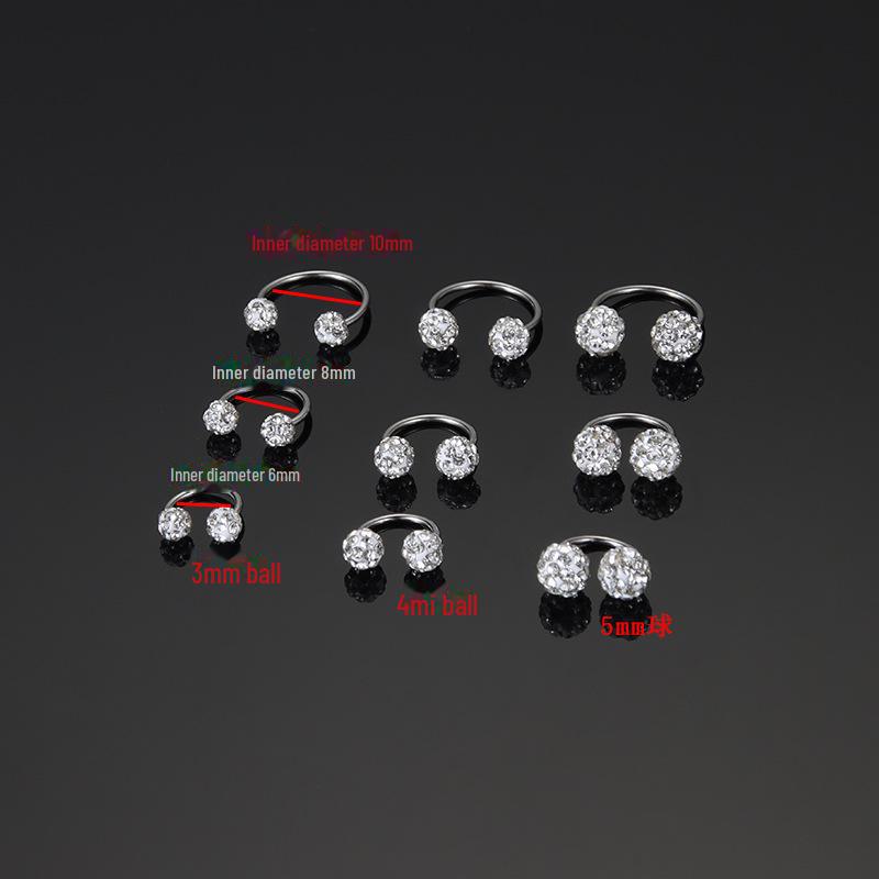 Brincos de Aço Titânio Bola de Diamante Cabeça Dupla Brilhante - 0,8mm Tarraxas de Rosca para Mulheres, Confortáveis para Dormir