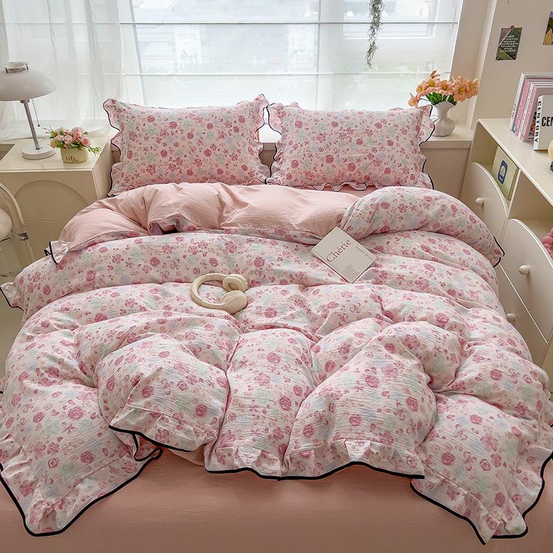 Lace Bed Four-piece Set, Skin-friendly Cloud-feeling Thin Quilt Cover, Bed Sheet Quilt Cover Three-piece Set