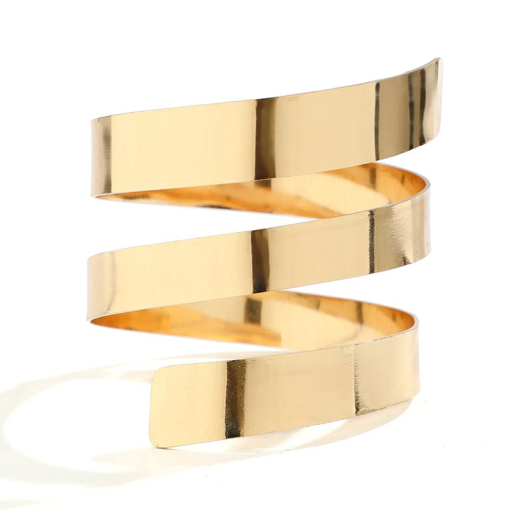 IngeSight.Z Punk Metaal Glad Meervoudig Gelaagd Spiraal Open Manchet Armband Bangle Voor Vrouwen Vintage Gouden Kleur Breed Hand Armband