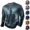 Men's Halloween Print Long Sleeve Neck T-Shirt for Party and Casual Wear