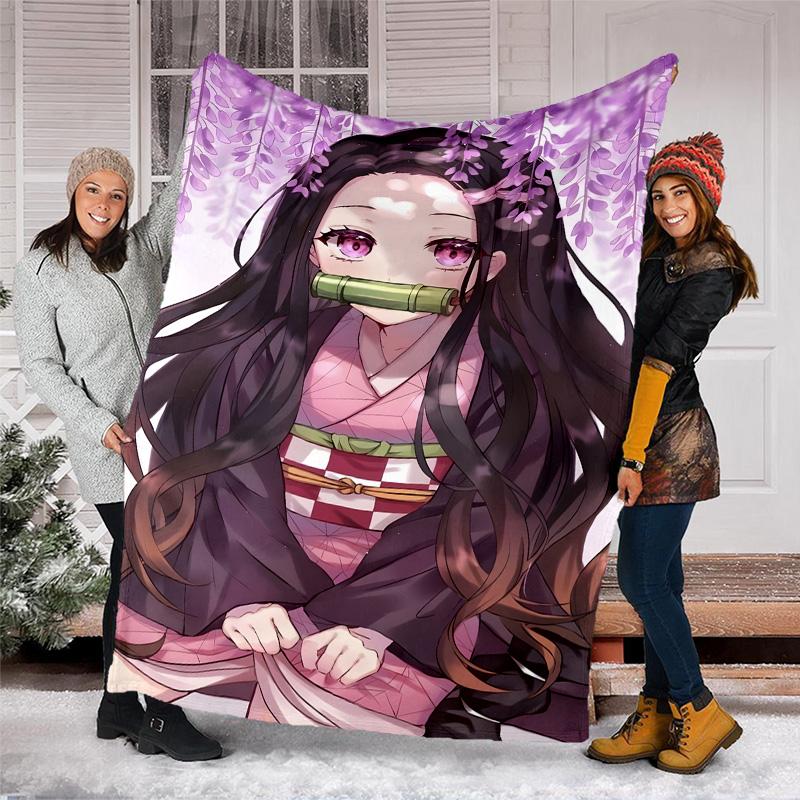 1pc nezouko5 Theme Blanket - Digital Print, Polyester, Cozy for All Seasons, Perfect for Outdoor, and Travel