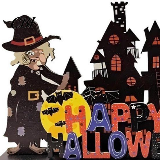 Ghost And Witch Room Decorations Halloween Wooden Table Centerpiece, Decorative Sign Ornaments, 3D Layered Gnome Pumpkin Skeleton Handmade Wood