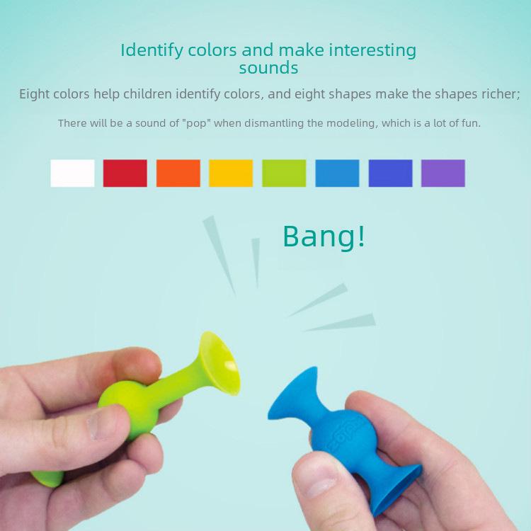 Sticky Music Suction Cup Building Blocks - Soft Silicone Educational Toys for Bath & DIY Play