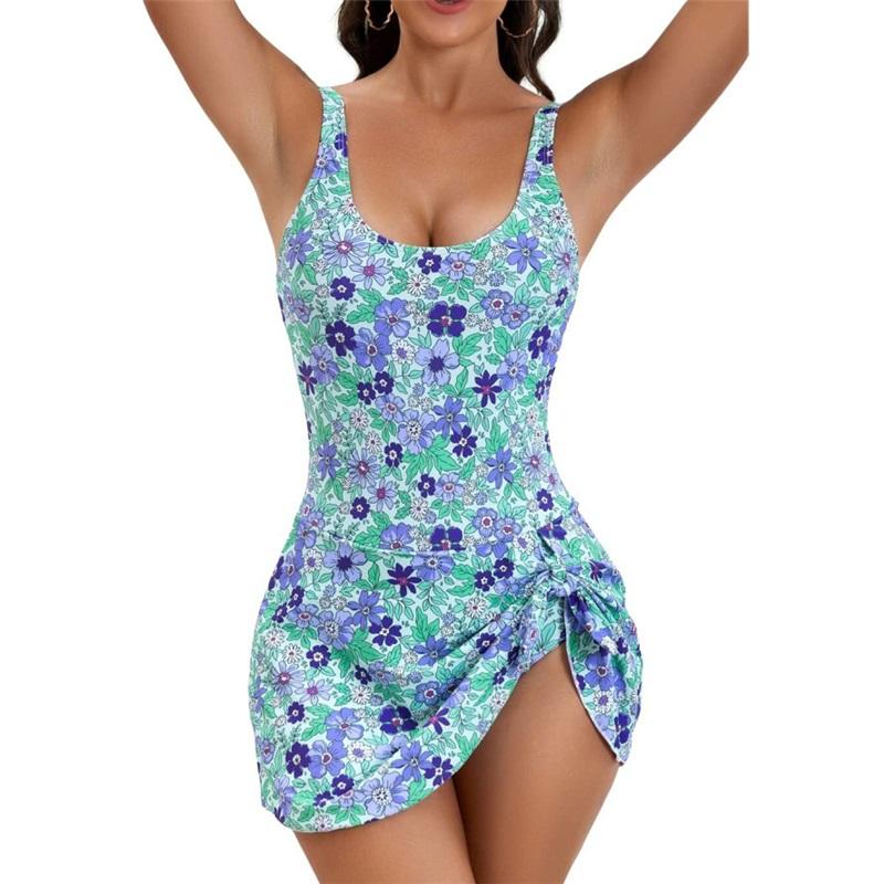 Women's One‑Piece Skirted Swimsuit, Sexy Slim‑Fit Printed One‑Piece Bathing Suit