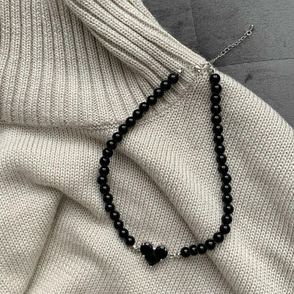 Vintage Zircon Crystal Heart Pendant Geometric Baroque Transparent Crystal Chain Necklace for Women Choker Party Jewelry N478