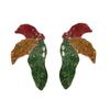 Christmas creative design sense festive alloy maple leaf stud earrings niche versatile trendy girl
