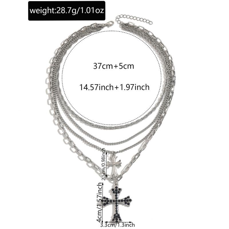 Hip-hop Necklace Jewelry Multi-layered Wearing Cross Pendant Necklace Female High-end Collarbone Chain