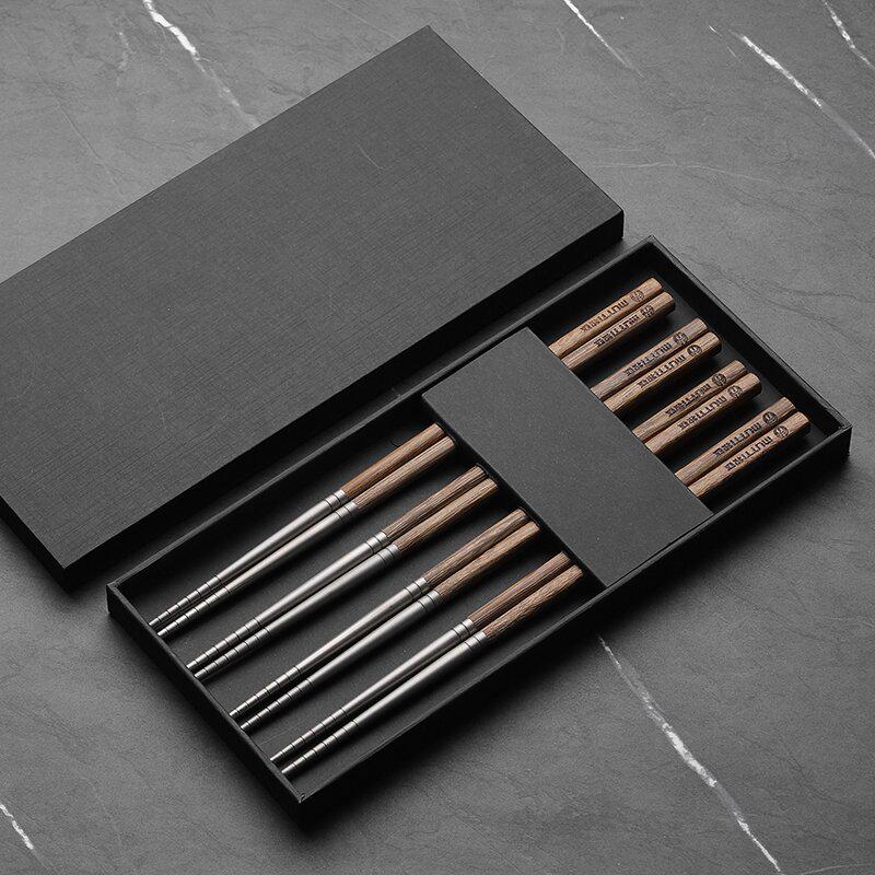 Premium Titanium & Wood Chopsticks: Elegant High-Value Tableware for Your Home