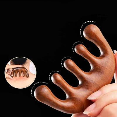Sandalwood Hair Comb Scalp Relax Acupoint Massager Portable Wooden Handle Comb Anti-static Blood Circulation Scalp Meridian Comb