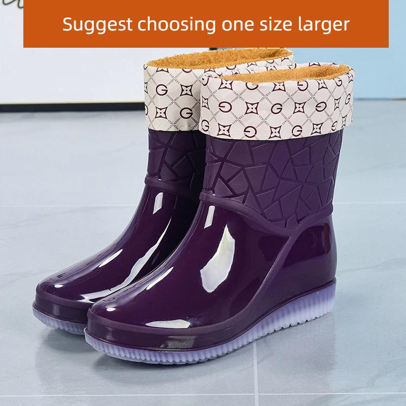 

Женская Мода Повседневная Уличная Антискользящая Водонепроницаемая Износостойкая Теплая и Толстая Хлопковая Дождевая Обувь Резиновая Обувь 41 фиолетовый