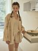 Leupeulle [Saturn] Leather Pocket String Oversized Shirt (Beige)