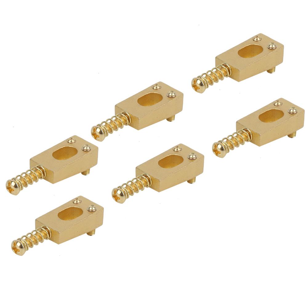 6Pcs Guitar Bridge Saddle Brass String Saddles Replacement Electric Guitar AccessoriesGold